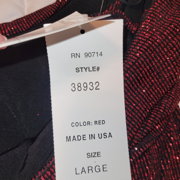 Red sparkle 1 shoulder top J.B.S. Ltd NWT - Picture 2 of 3